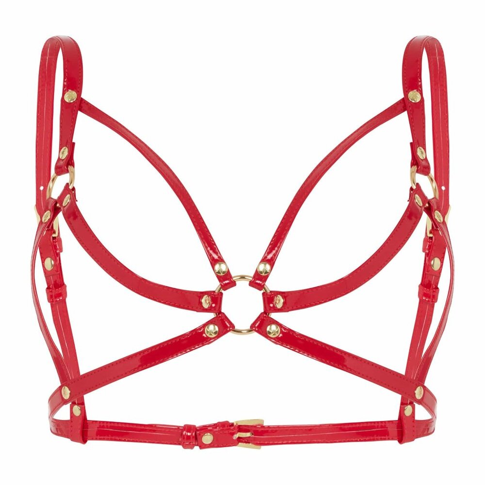 Red Open Harness Bra